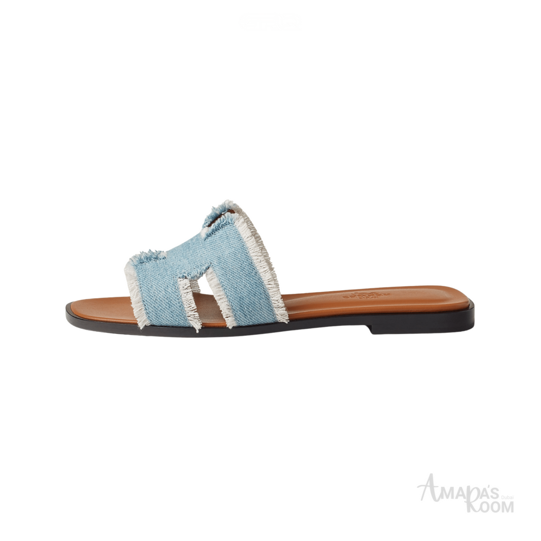 Oran Leather Slides – Light Blue – Amara UAE image 1