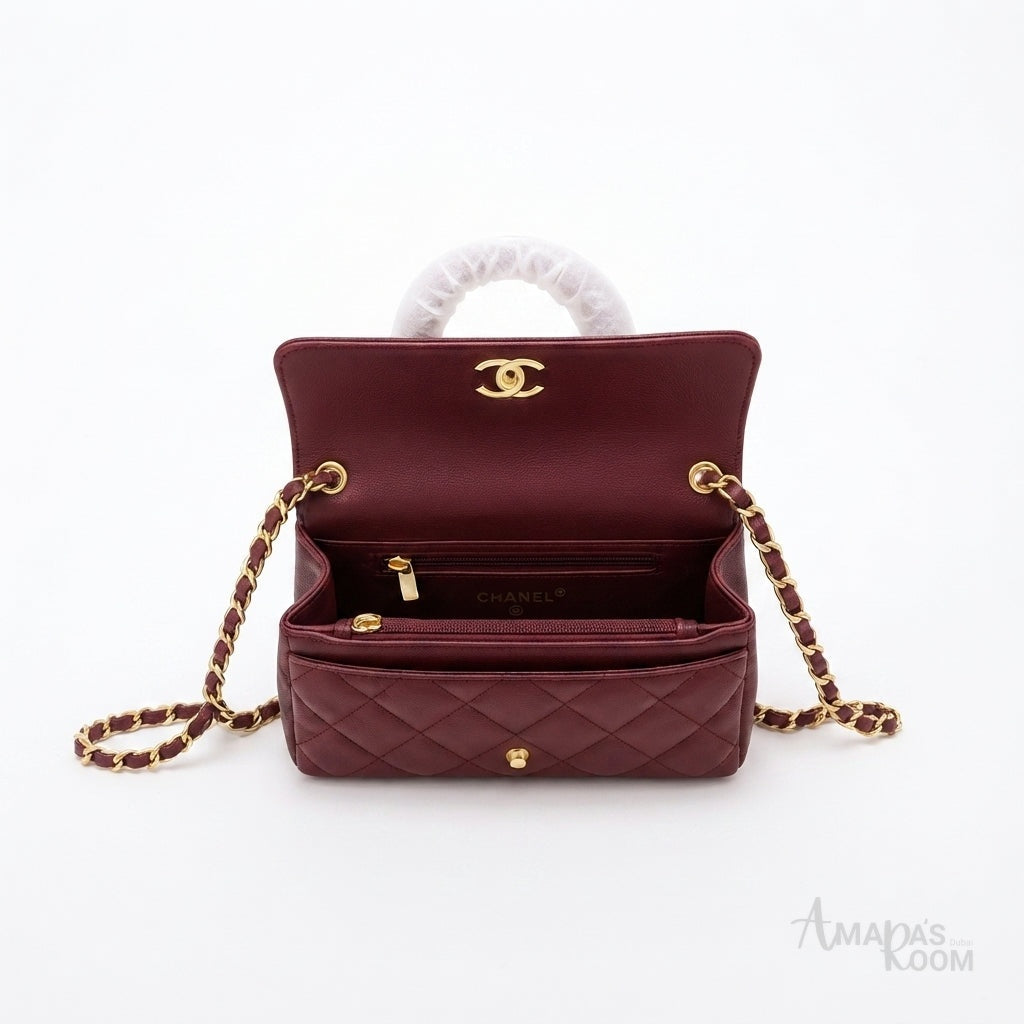 Chanel Coco Handle Bag – Burgundy - View 3