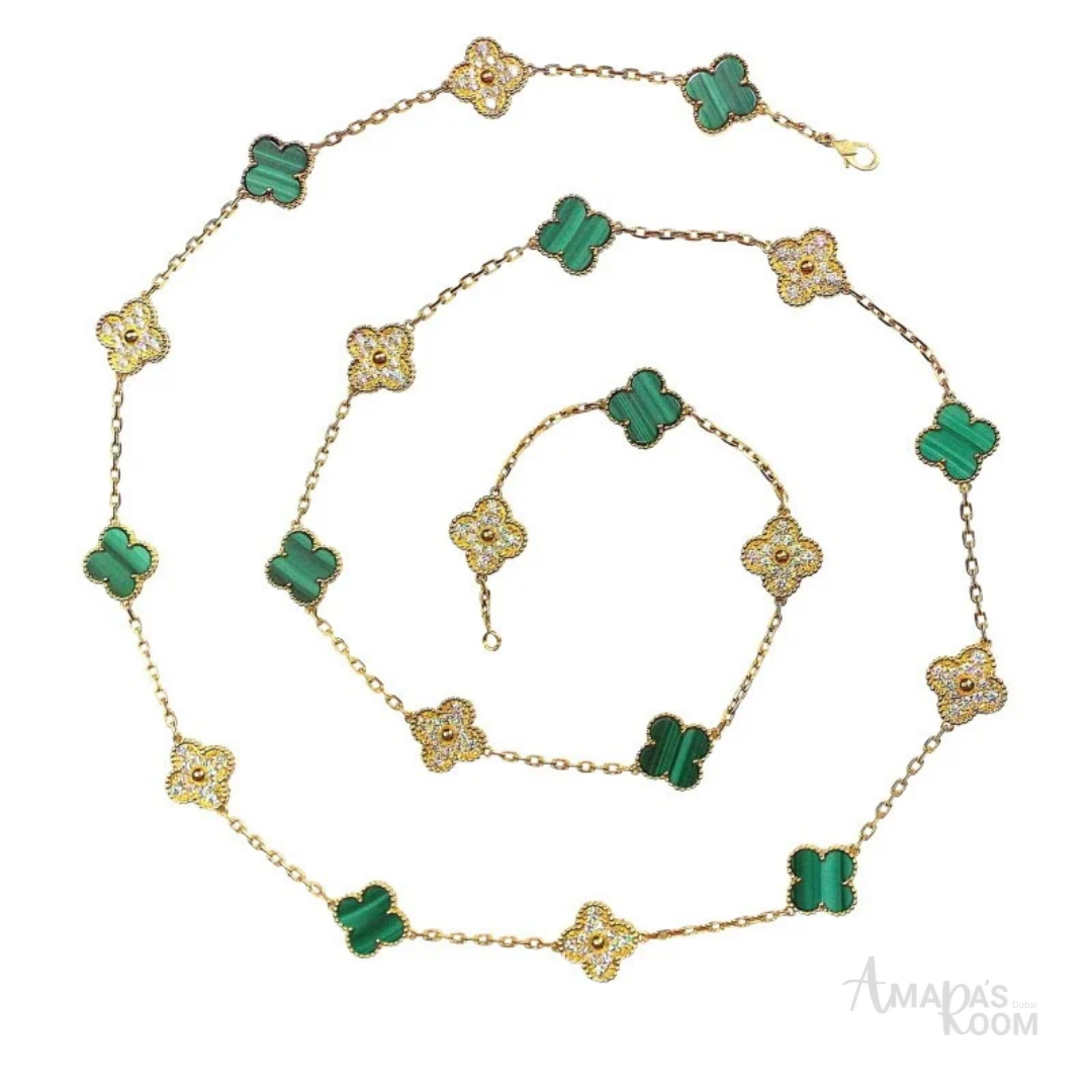 Van Cleef Jewelry | Gold Malachite Diamond Set