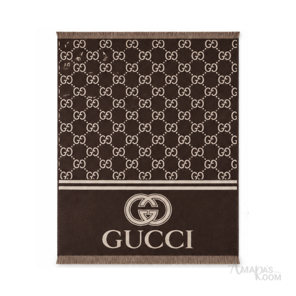 Gucci Scarf | GG Reversible Logo Dark Brown