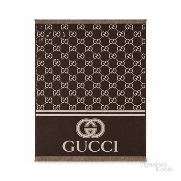 Gucci Scarf | GG Reversible Logo Dark Brown