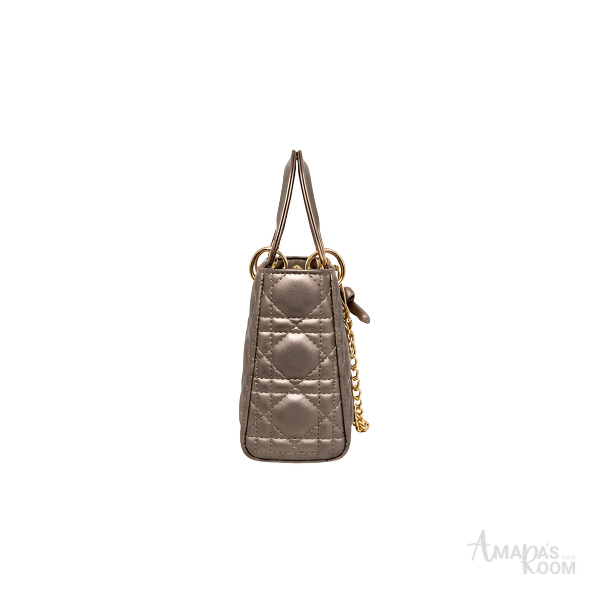 Dior Lady D-Joy Quilted Leather Bag – Metallic Taupe - View 3