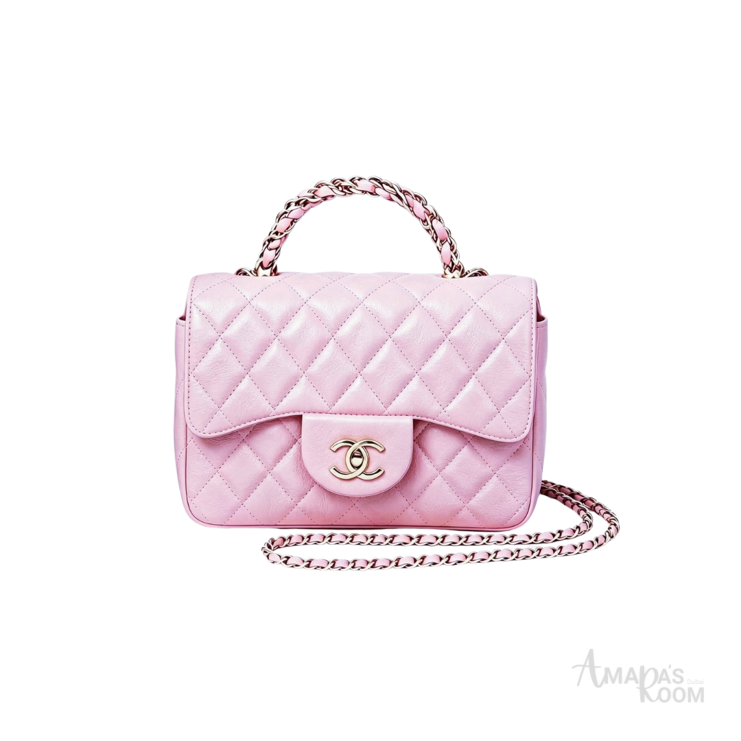 Chanel Quilted Lambskin Mini Flap Top Handle Bag – Light Pink - View 1
