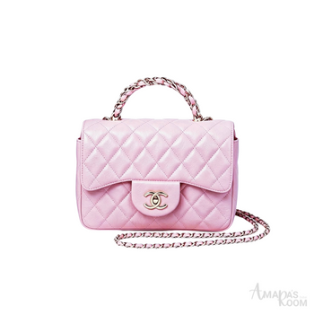 Chanel Quilted Lambskin Mini Flap Top Handle Bag – Light Pink - View 1