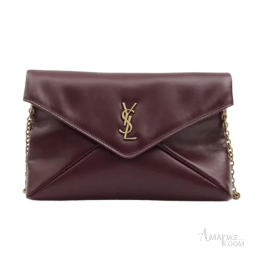 حقيبة YSL | حقيبة كتف سلسلة كاساندر فلاب، جلد عجل أحمر داكن ياقوتي
