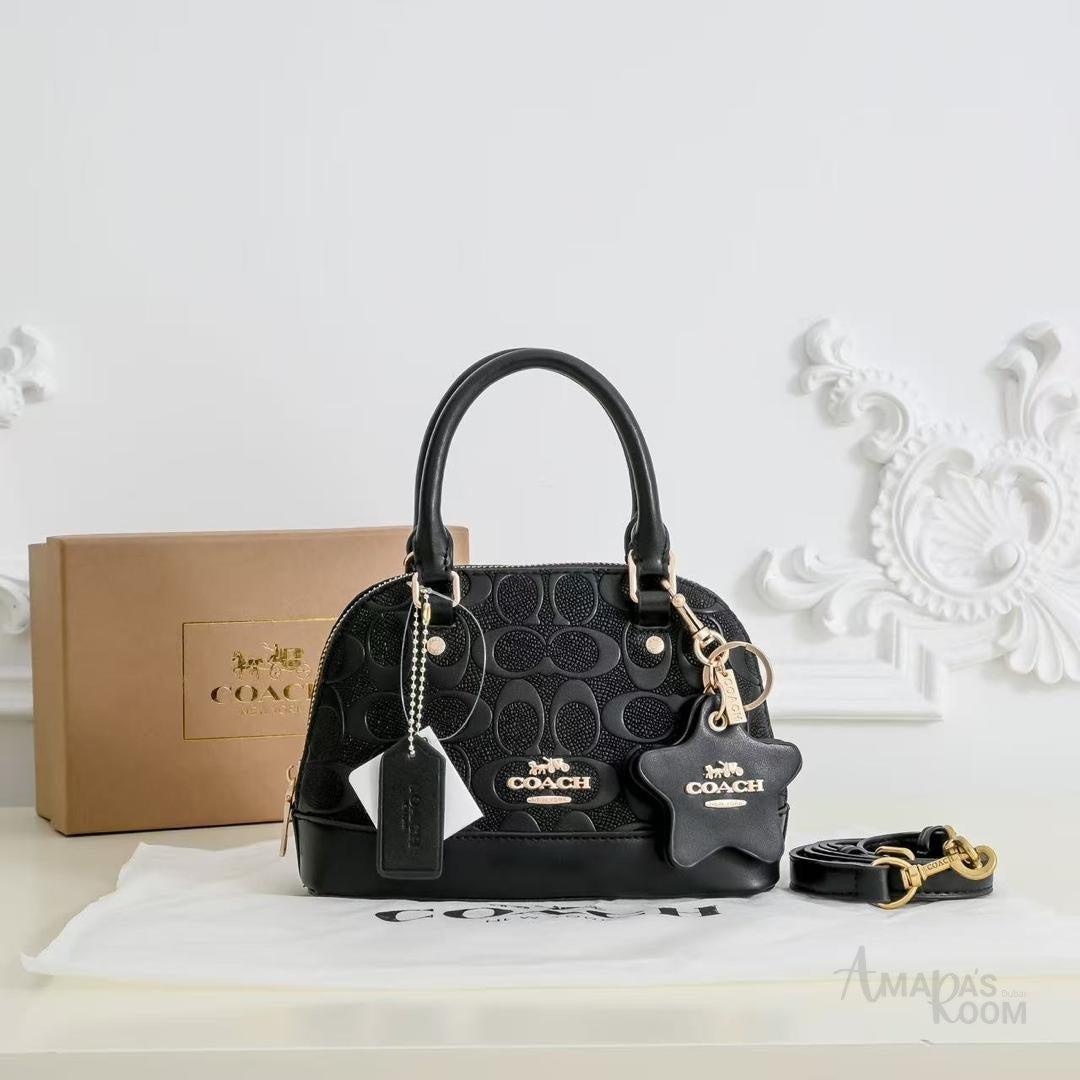 Coach Bag | Mini Sierra Satchel (Micro Dome Satchel) – Black (with gold-tone hardware)