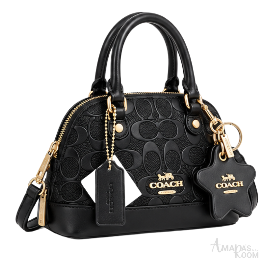 Coach Bag | Mini Sierra Satchel (Micro Dome Satchel) – Black (with gold-tone hardware)