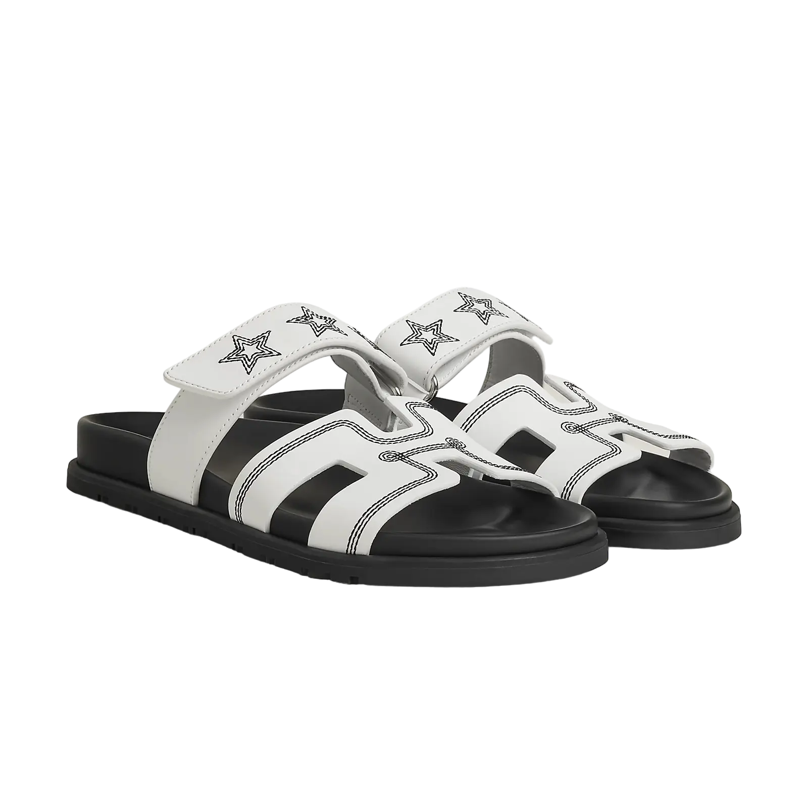Hermès Chypre Sandals – Blanc Star Print - View 1