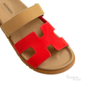 Hermès Chypre Sandals – Rouge Grenadine / Beige Albinos - View 2