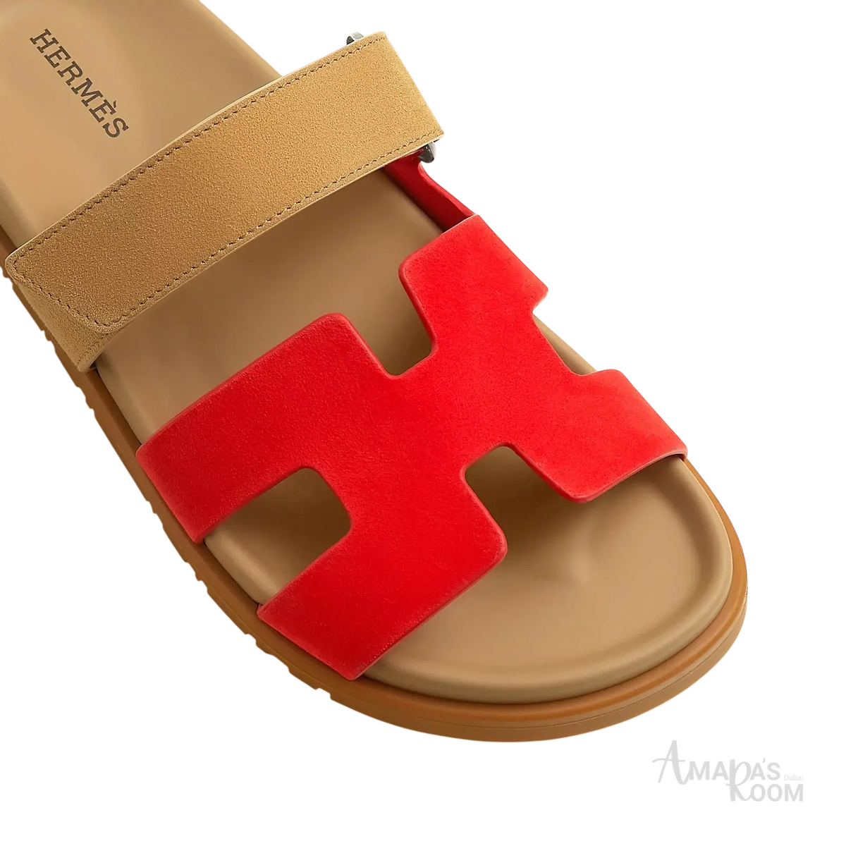 Hermès Chypre Sandals – Rouge Grenadine / Beige Albinos - View 2