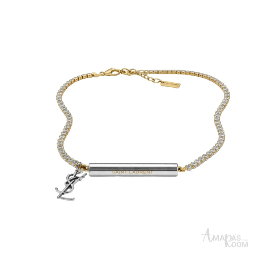 YSL Jewelry | Cassandre Tennis Necklace Silver Crystals