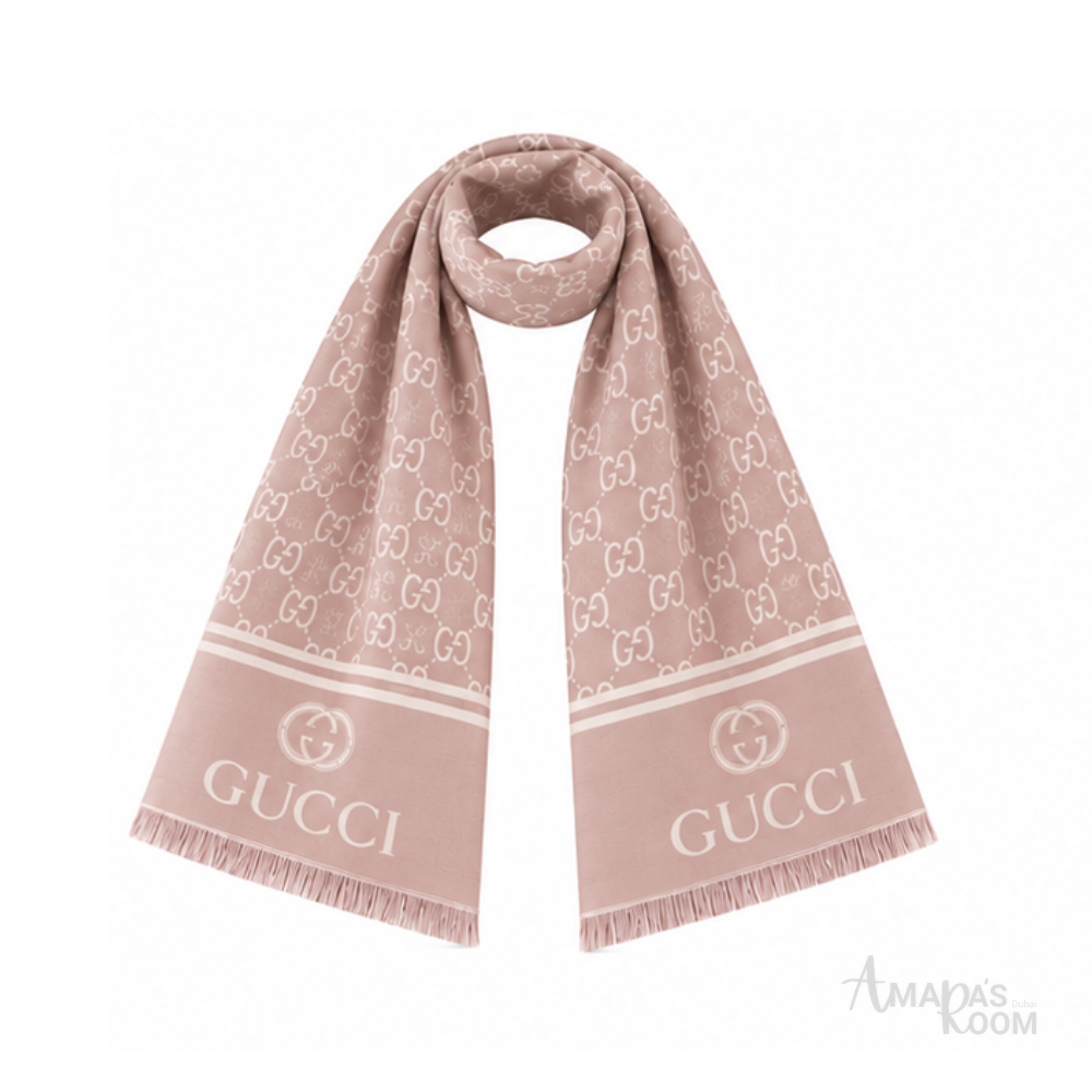 Gucci | Scarf GG Monogram Jacquard Dusty Pink - View 3