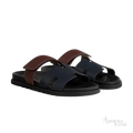 Hermès Chypre Sandals – Marine / Marron Palissandre - View 1