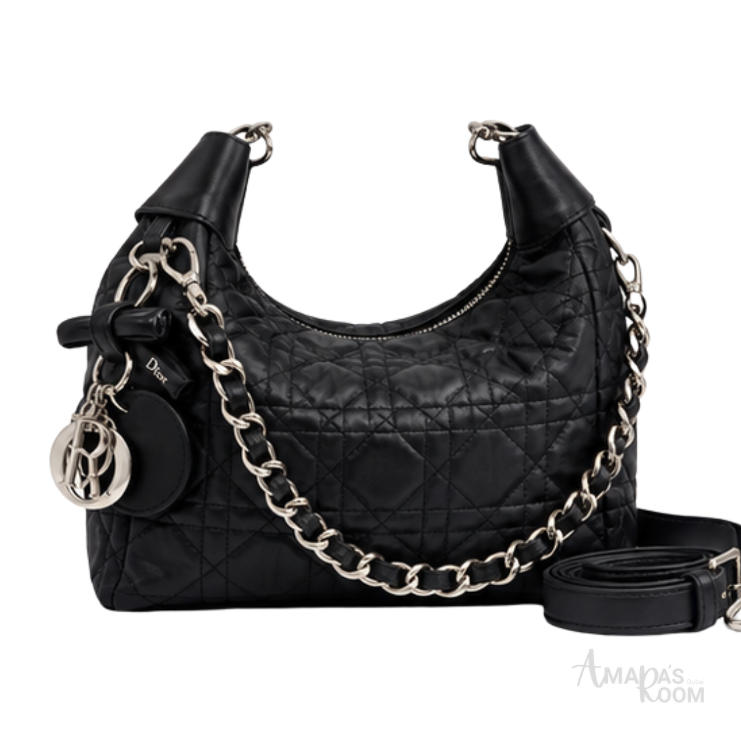 Dior Bag | Diorstar Hobo Bag with Chain – Black Macrocannage