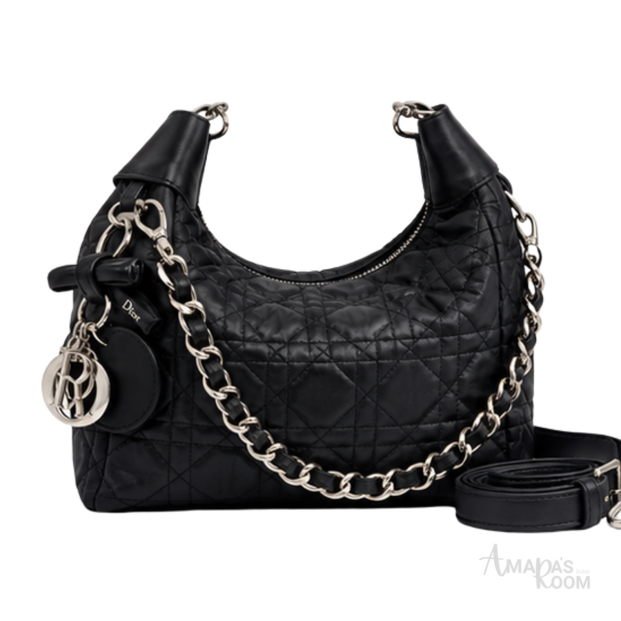 Dior Bag | Diorstar Hobo Bag with Chain – Black Macrocannage