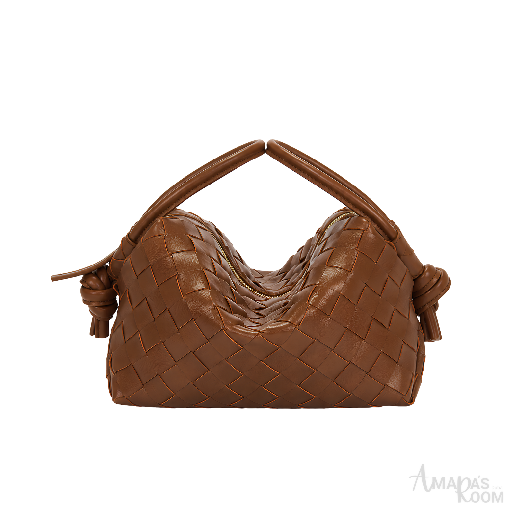 Bottega Veneta Woven Leather Crossbody Camera Bag – Brown - View 1