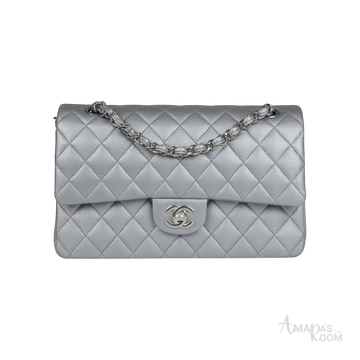 Chanel Classic Double Flap Bag Silver Caviar Silver Hardware - View 1