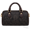 Coach Bag | Mini Rowan Crossbody Bag (featuring a detachable star logo charm) – Brown – Black (Signature Canvas with dark brown leather trim and gold-tone hardware)