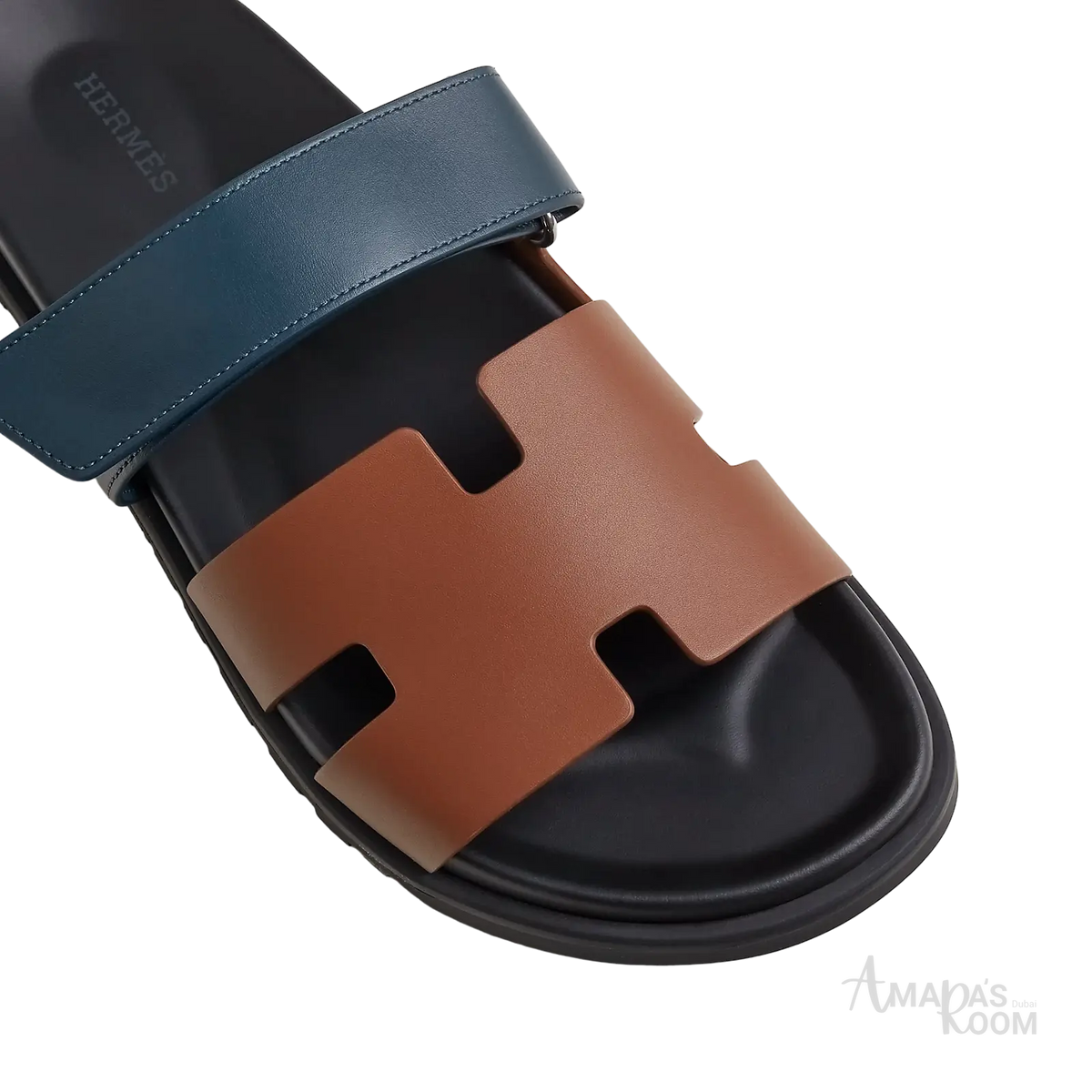 Hermès Chypre Sandals – Gold / Bleu Céleste - View 2