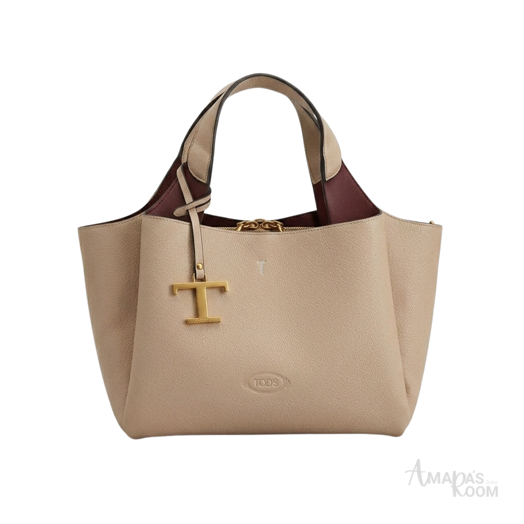 Tod's Logo Charm Tote Bag – Light Beige - View 1