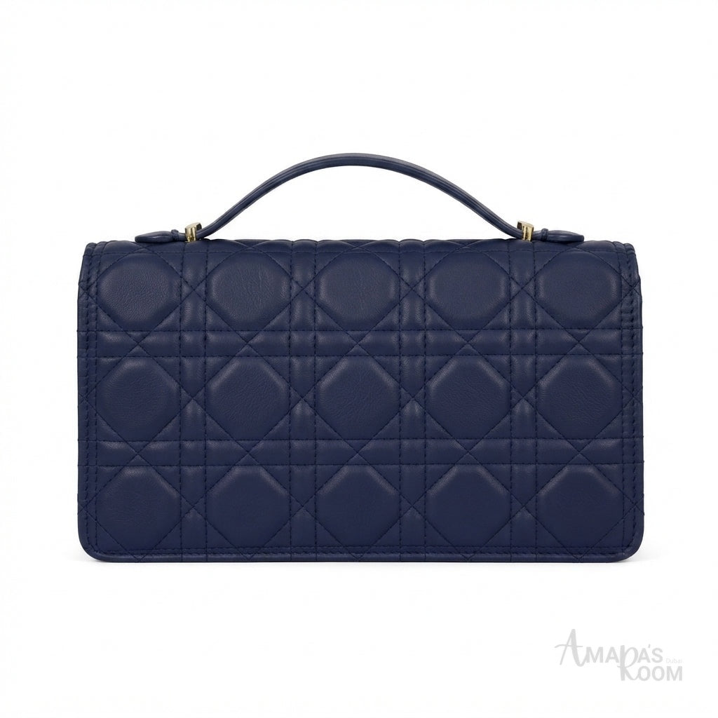 Dior Cannage Flap Bag with Top Handle – Blue - View 4