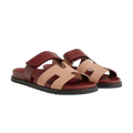 Hermès Chypre Sandals – Beige Perlino / Rouge H - View 1