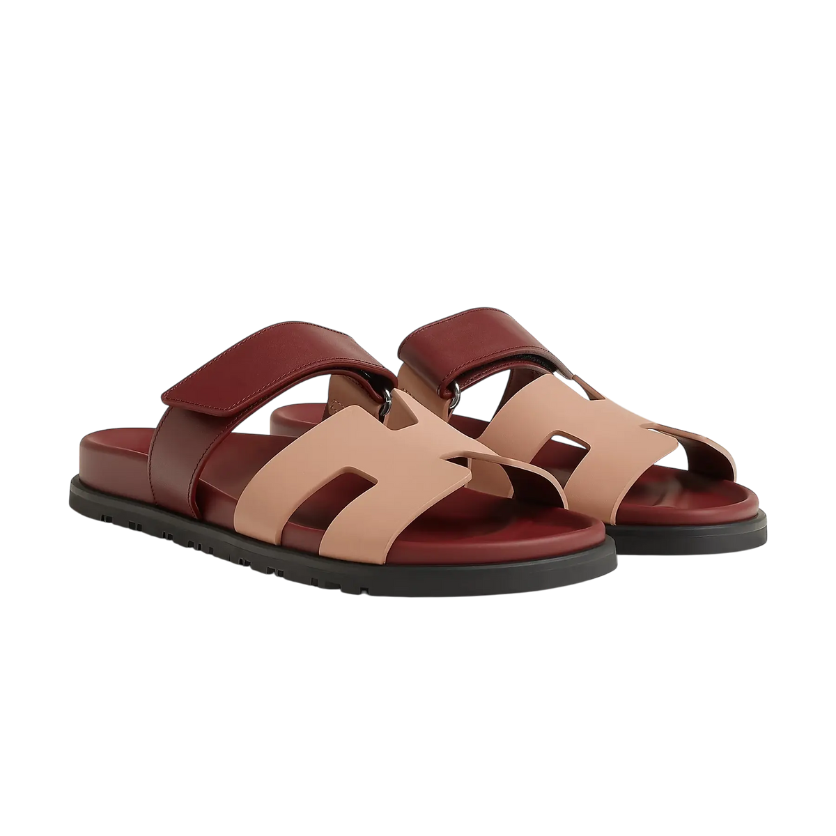 Hermès Chypre Sandals – Beige Perlino / Rouge H - View 1