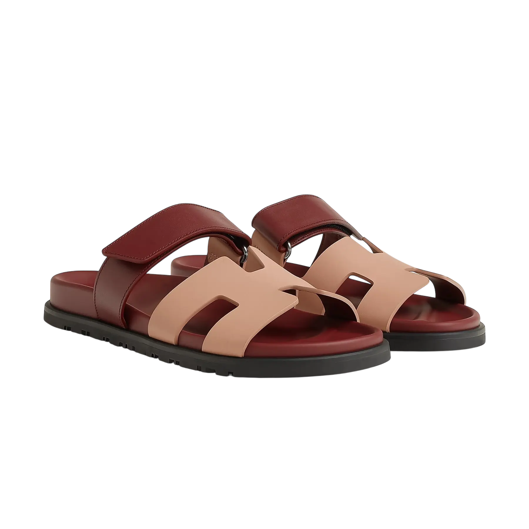 Hermès Chypre Sandals – Beige Perlino / Rouge H - View 1