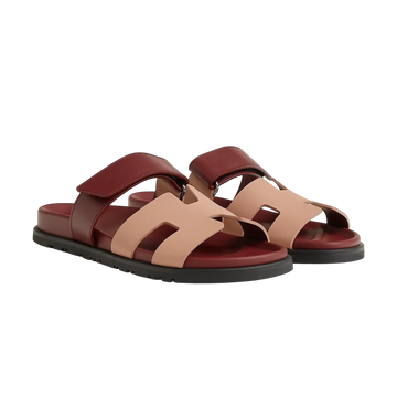 Hermès Chypre Sandals – Beige Perlino / Rouge H - View 1