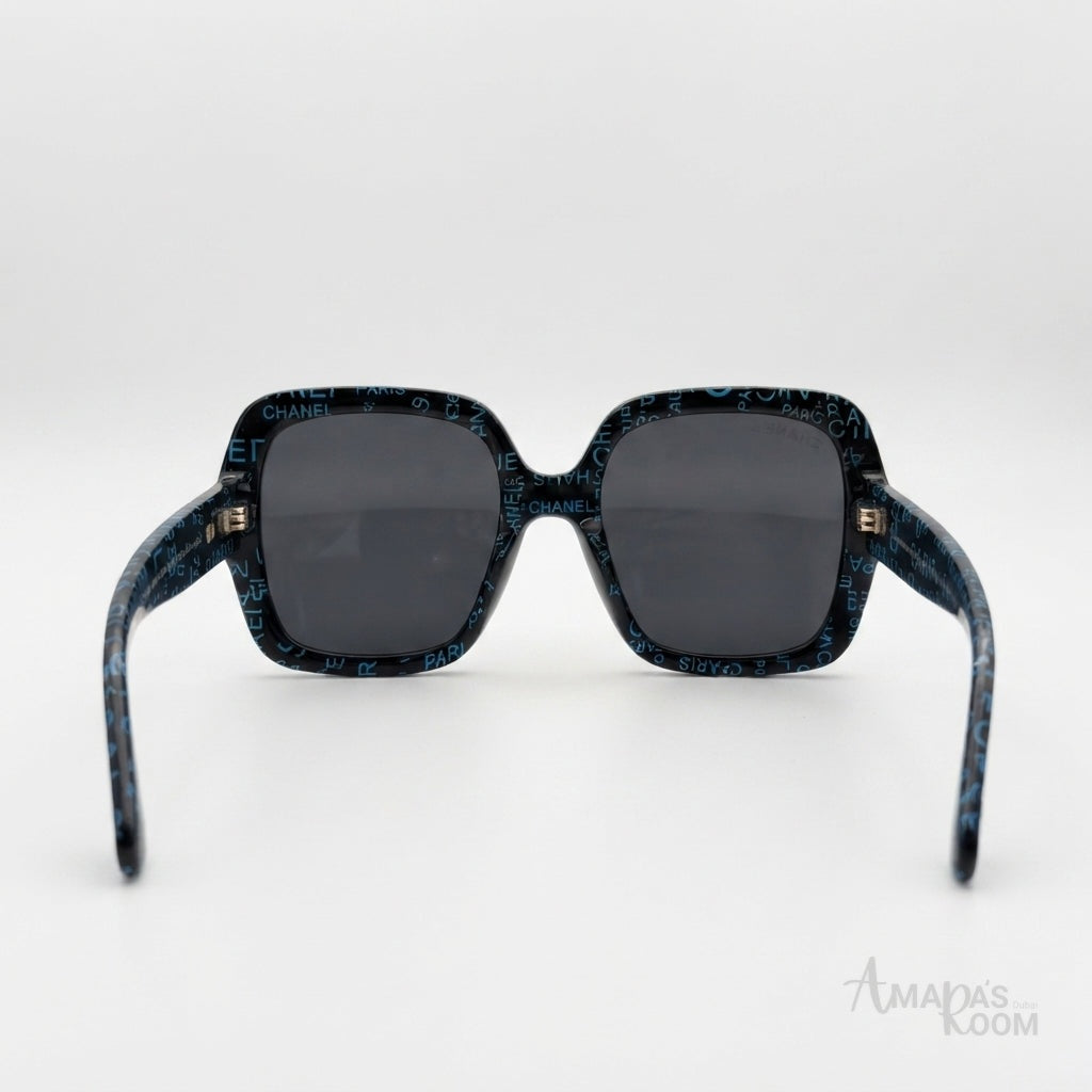 Chanel Sunglasses Signature Lettering – Black & Blue - View 3