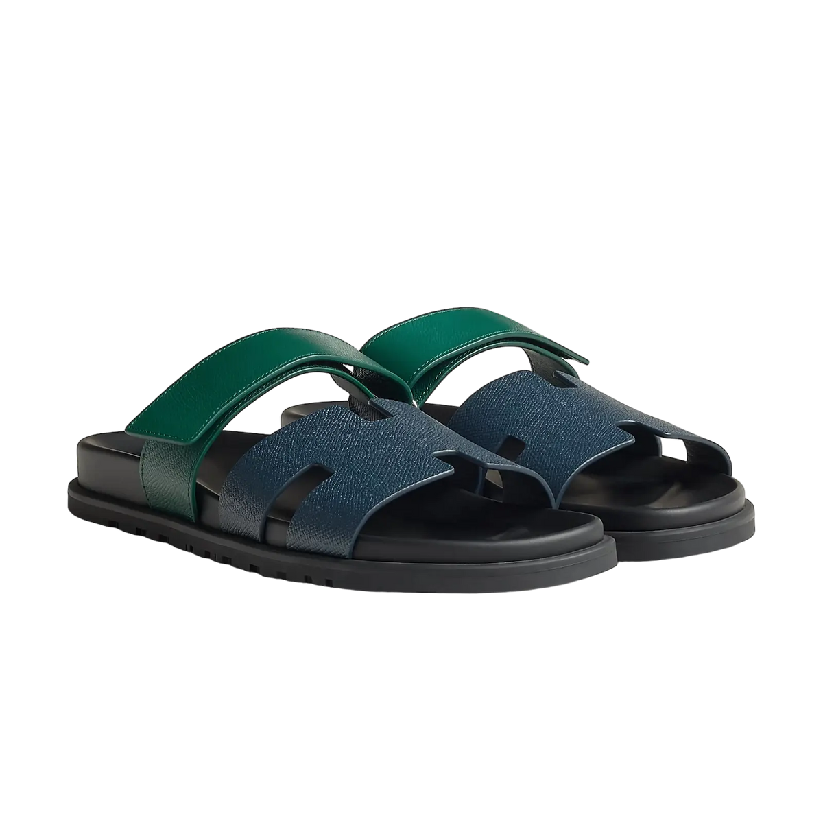 Hermès Chypre Sandals – Bleu Céleste / Vert Oyat - View 1