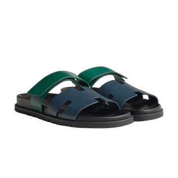 Hermès Chypre Sandals – Bleu Céleste / Vert Oyat - View 1