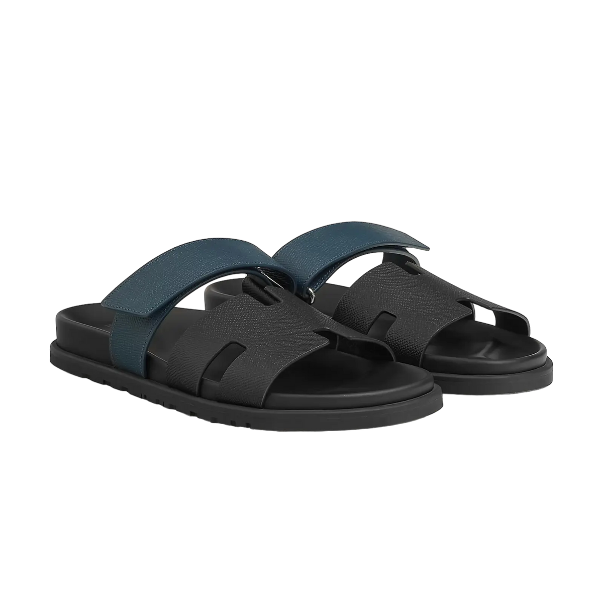 Hermès Chypre Sandals – Noir / Bleu Céleste - View 1