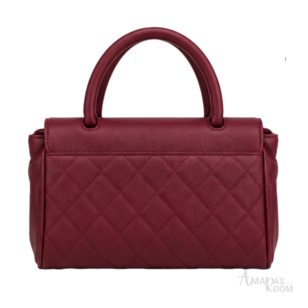 Chanel Bag | Coco Handle Small Flap Bag – Burgundy (Wine Red – Bordeaux quilted caviar leather with gold-tone hardware)