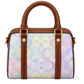 Coach Bag | Micro Rowan Satchel – Pastel Rainbow (Holographic Rainbow Signature canvas with brown leather trim)