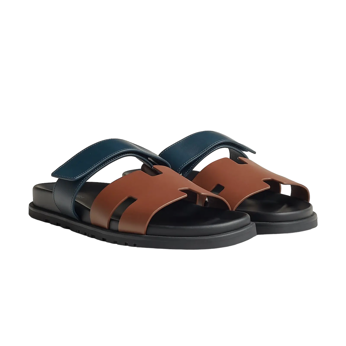 Hermès Chypre Sandals – Gold / Bleu Céleste - View 1