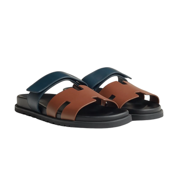 Hermès Chypre Sandals – Gold / Bleu Céleste - View 1