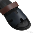 Hermès Chypre Sandals – Marine / Marron Palissandre - View 2