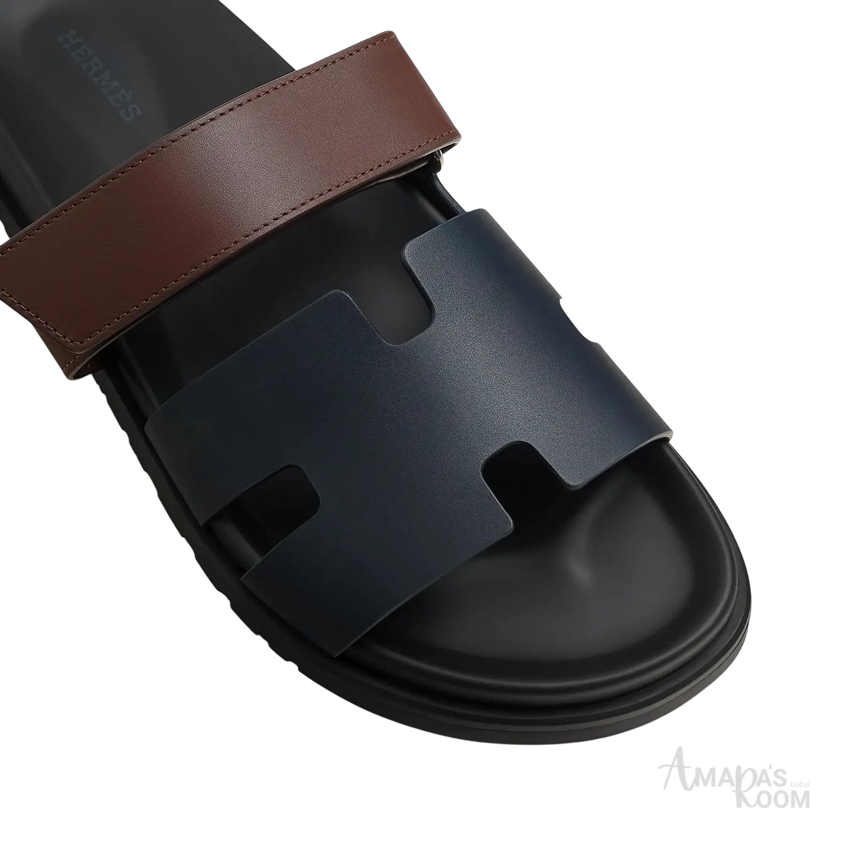 Hermès Chypre Sandals – Marine / Marron Palissandre - View 2