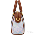 Coach Bag | Micro Rowan Satchel – Pastel Rainbow (Holographic Rainbow Signature canvas with brown leather trim)