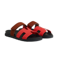 Hermès Chypre Sandals – Rouge Cinetique / Gold - View 1