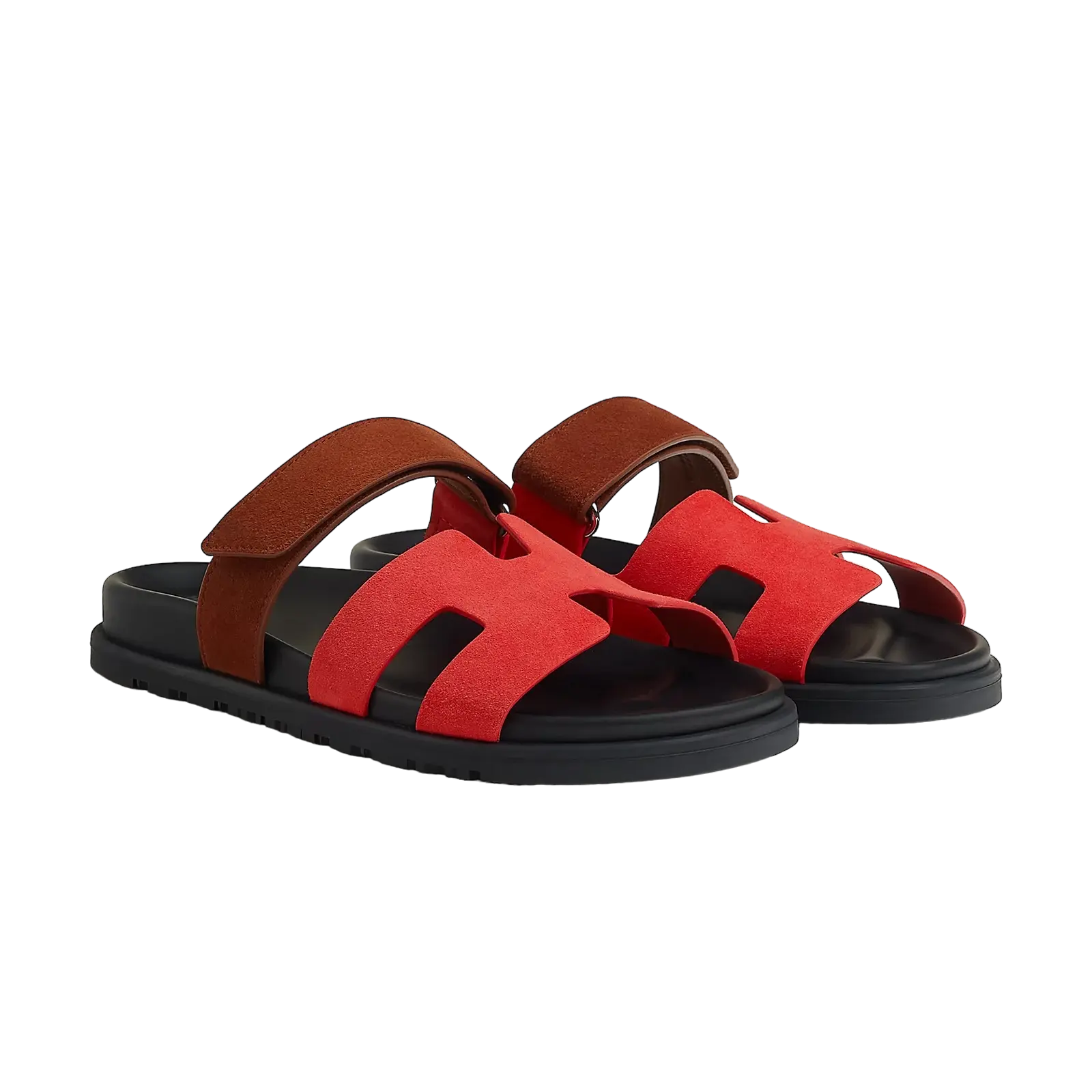 Hermès Chypre Sandals – Rouge Cinetique / Gold - View 1
