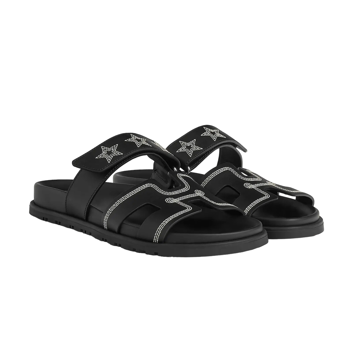 Hermès Chypre Sandals – Noir Star Print - View 1