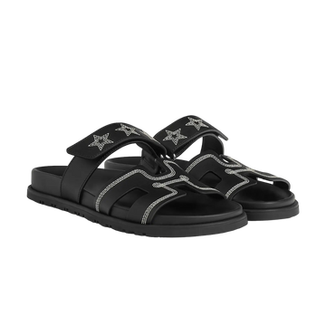 Hermès Chypre Sandals – Noir Star Print - View 1