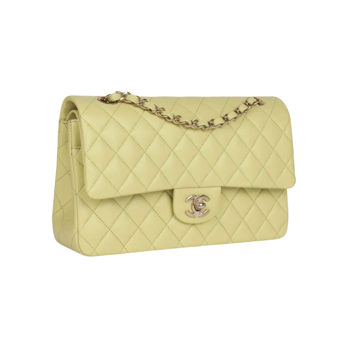 Chanel Classic Double Flap Bag Light Green Lambskin Light Gold Hardware - View 2
