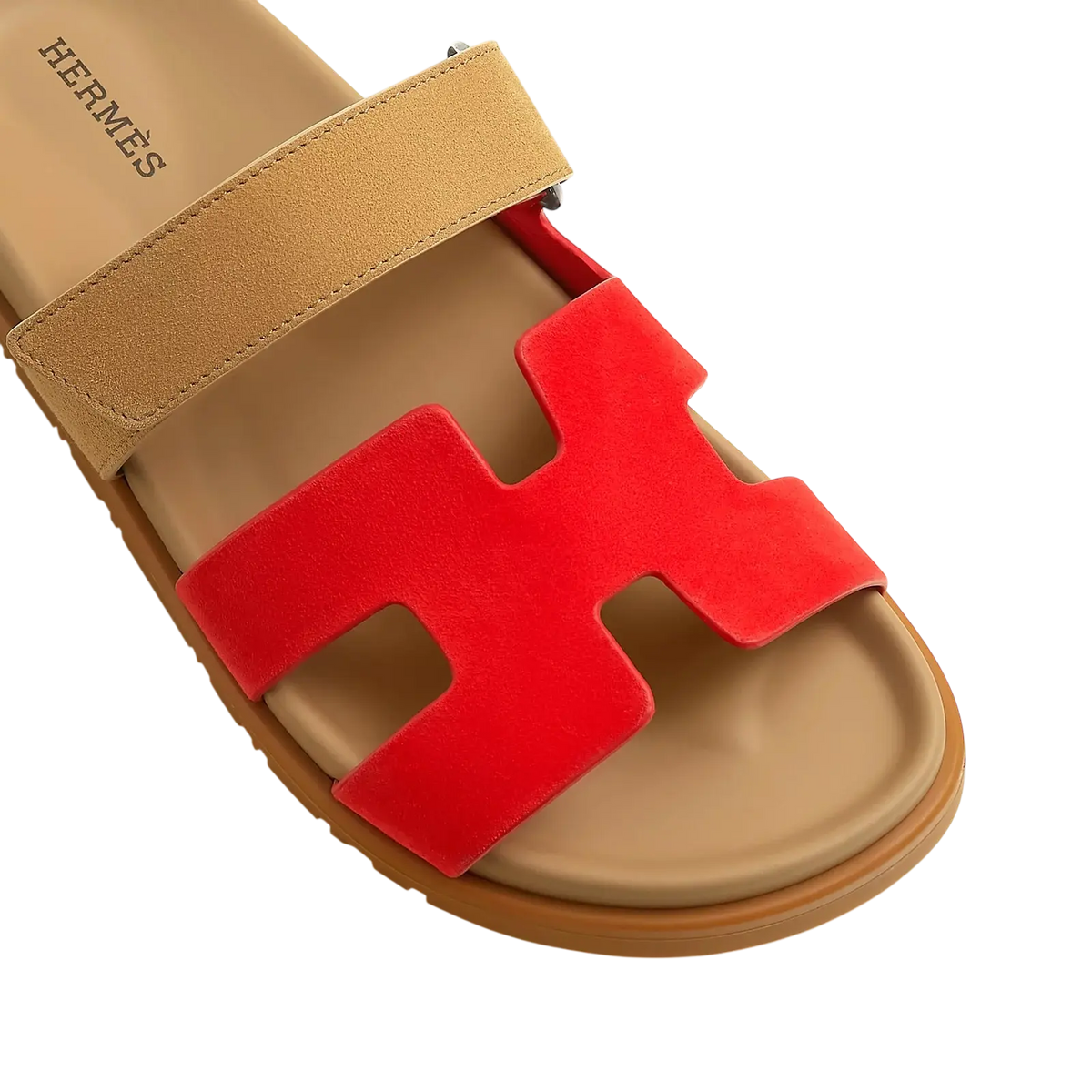 Hermès Chypre Sandals – Rouge Grenadine / Beige Albinos - View 2