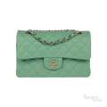Chanel Classic Double Flap Bag Green Caviar Light Gold Hardware - View 1