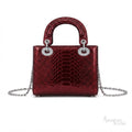 Dior Lady Dior-Style Mini Handbag – Glossy Burgundy - View 5