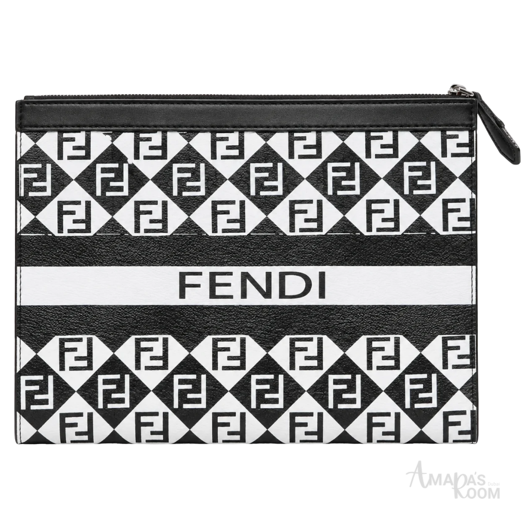 Fendi – Flat Pouch Clutch Bag Black & White