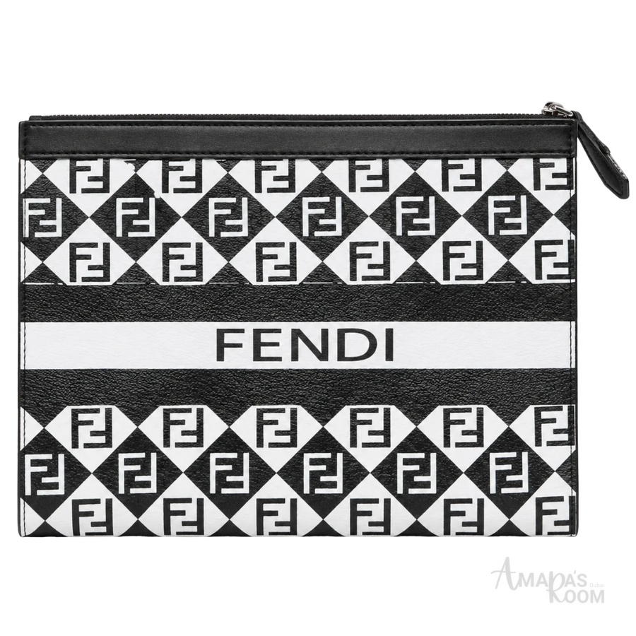 Fendi – Flat Pouch Clutch Bag Black & White